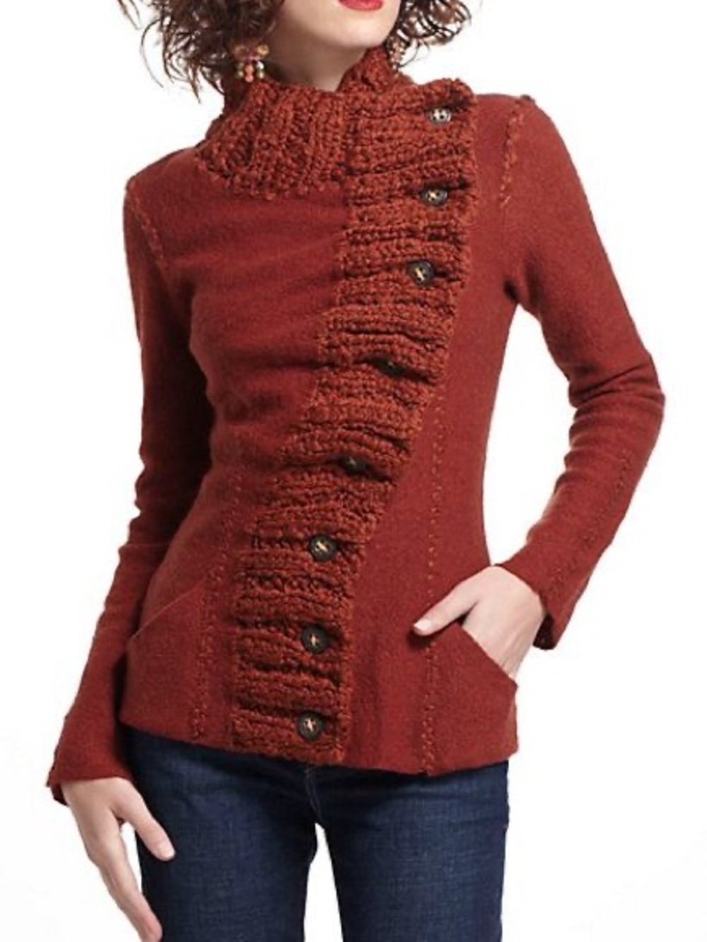 Anthropologie x Transverse Placket Wool Asymmetrical Sweater Gro Abrahamsson